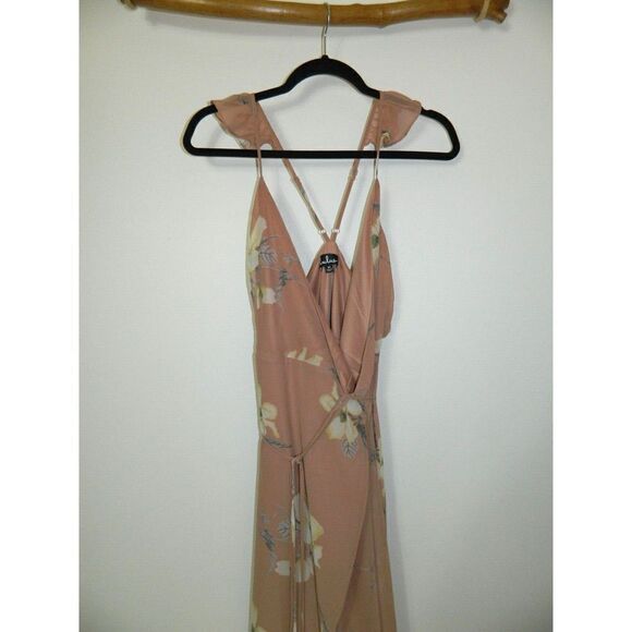Lulu’s Dress All Mine Rusty Rose Pink Floral Print High-Low Wrap Maxi Medium - Picture 4 of 10